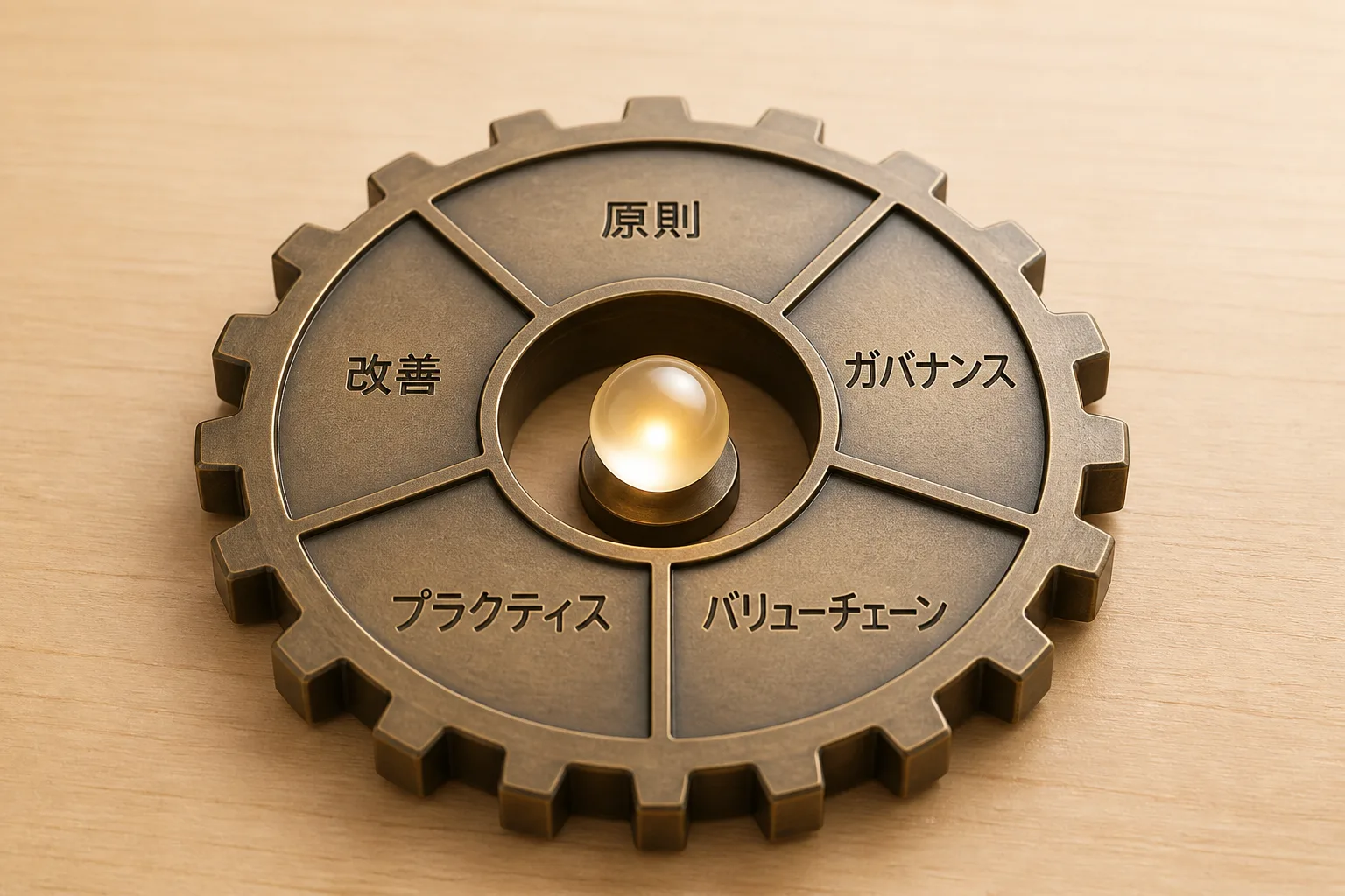 サービスバリューシステムの5つの構成要素を歯車状の模型として表したイメージ図