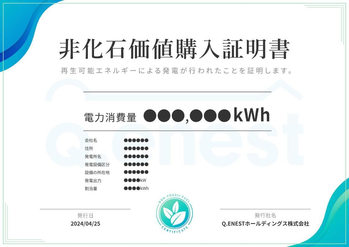 非化石価値購入証明書のイメージ