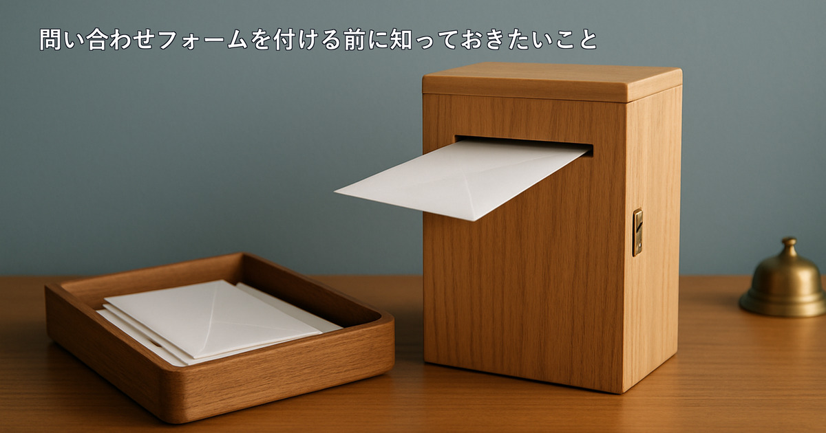 ホームページに問い合わせフォームを付けたい|作り方の選び方、迷惑送信と「届かない」を防ぐ設定、付けたあとの確かめ方と依頼する場合の料金のアイキャッチ画像