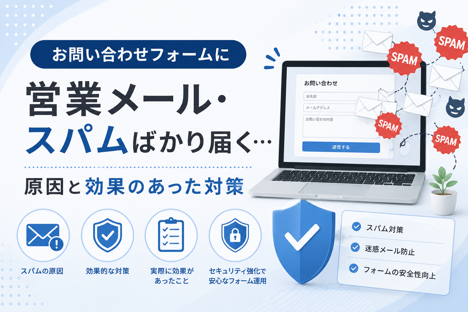 お問い合わせフォームに営業メール・スパムばかり届く…原因と効果のあった対策のアイキャッチ画像