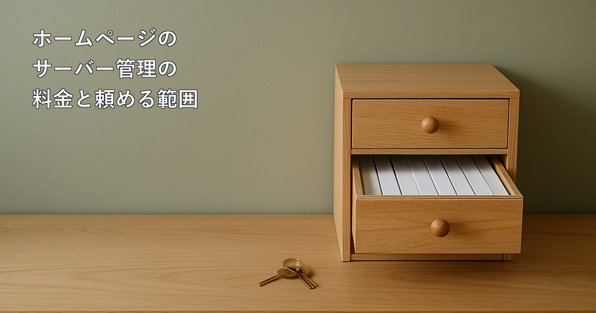 ホームページのサーバー管理を頼むといくら?|料金の範囲と、頼める作業・確かめること、任せる前に控えておくもののアイキャッチ画像