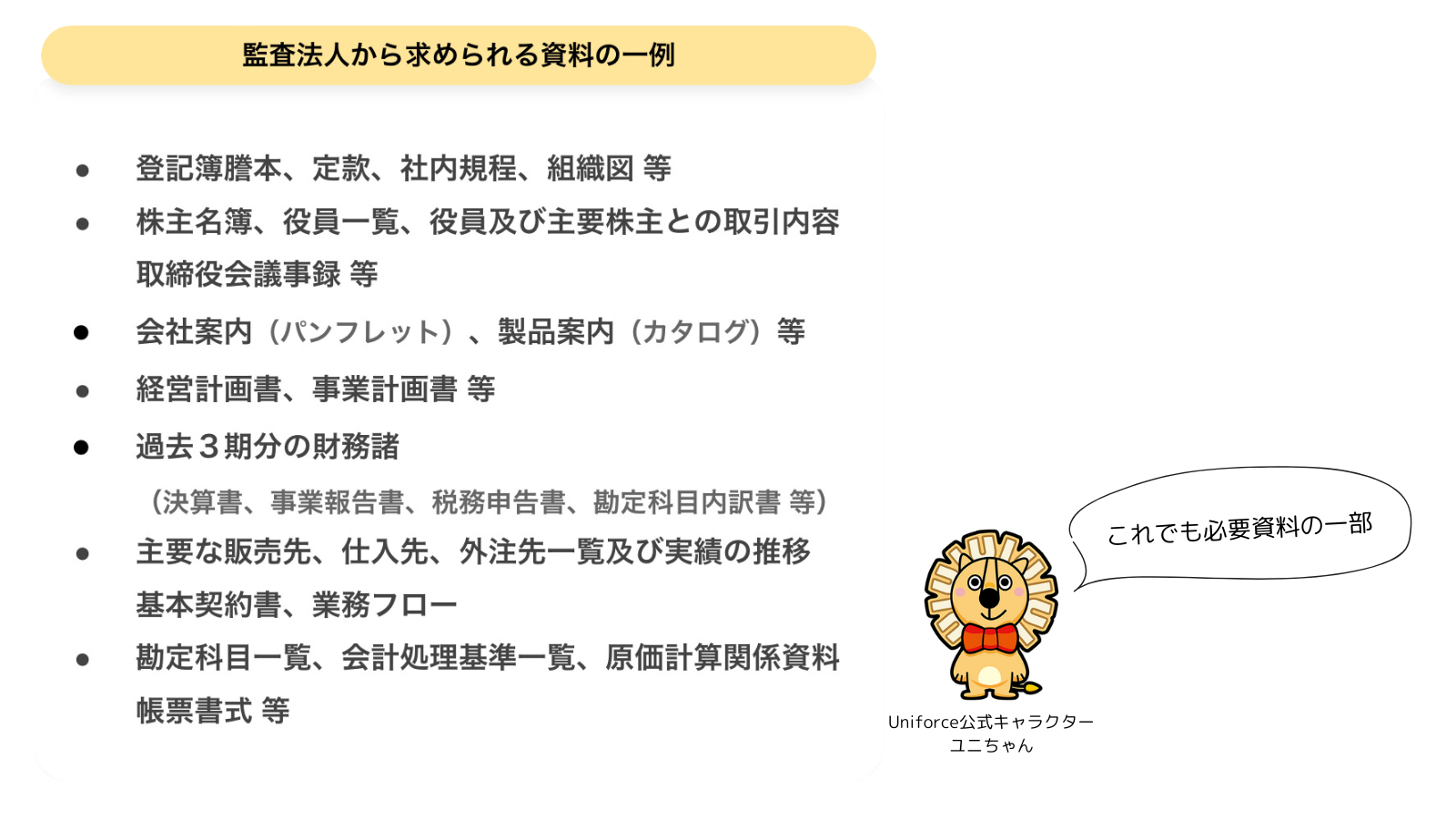 ショートレビューで監査法人から求められる資料の一例