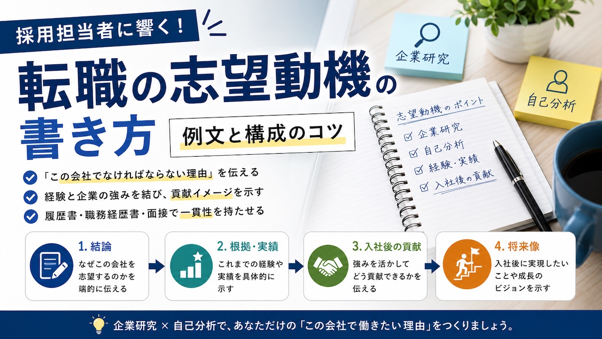 転職の志望動機の書き方｜採用担当者に響く例文と構成のコツ