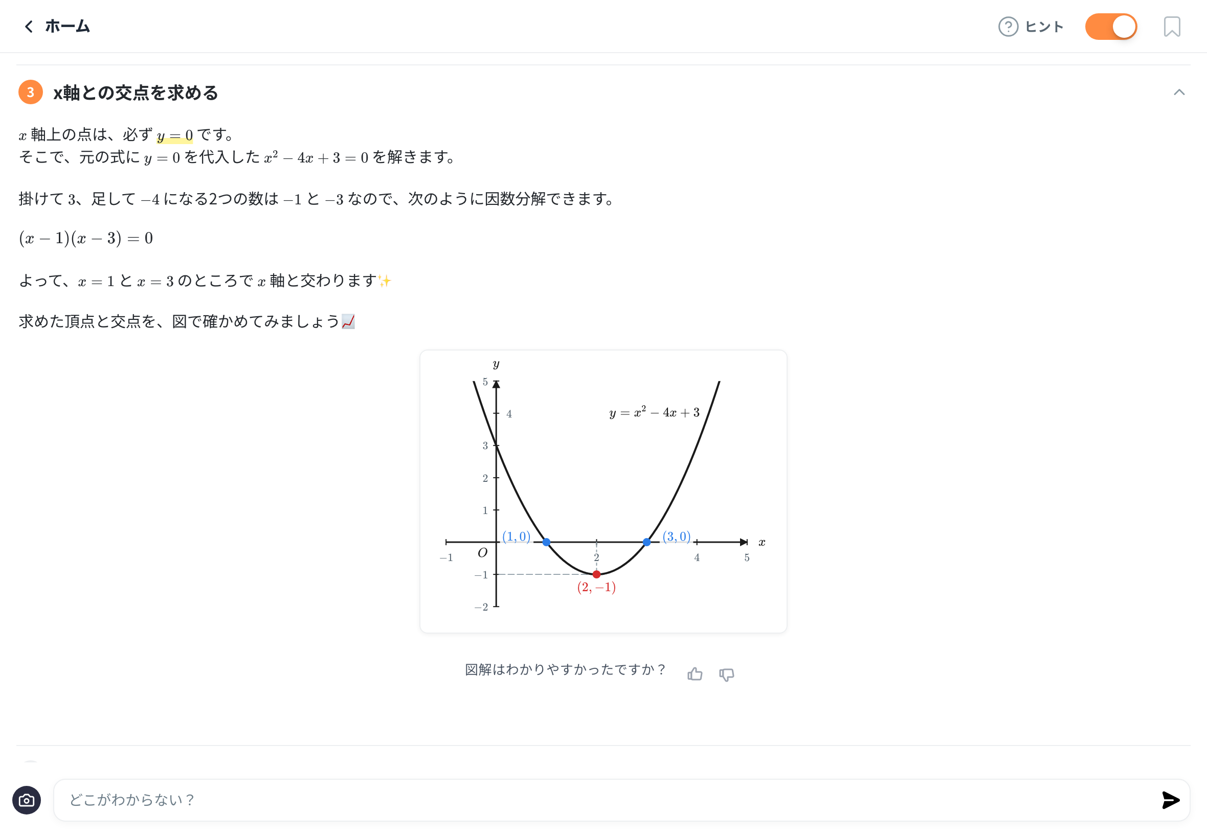 手順の中に表示されたグラフの図