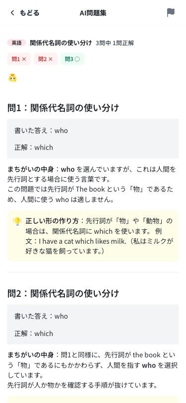 結果と分析の画面