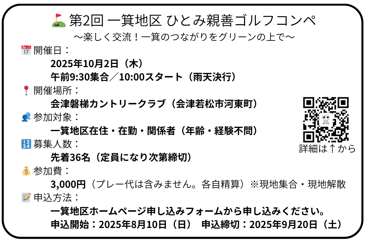 第2回一箕地区ひとみ親善ゴルフコンペ開催！