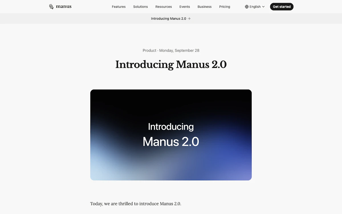 Manus 2.0(Manus Studio)の公式発表