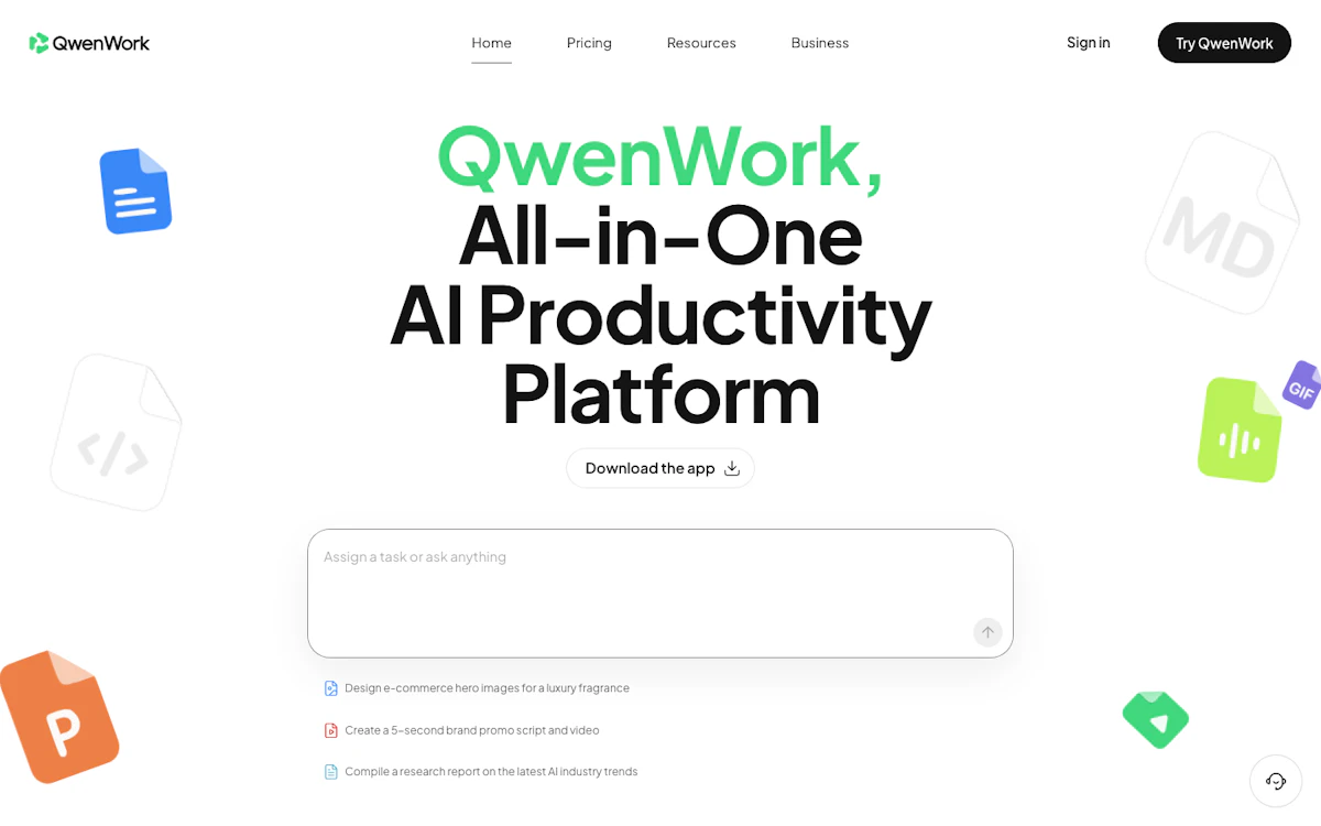 Alibaba QwenWork 公式ページ