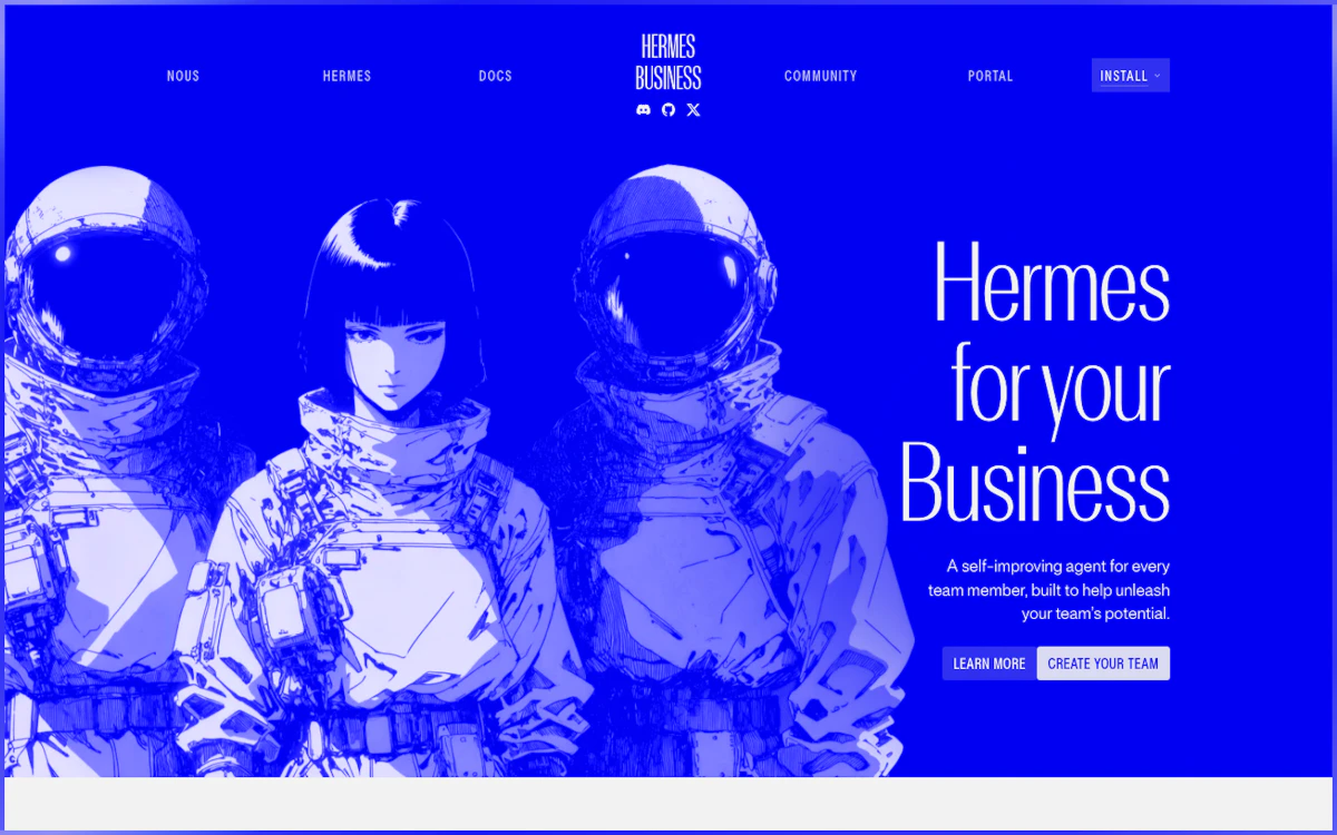 Nous Research Hermes Business 公式ページ