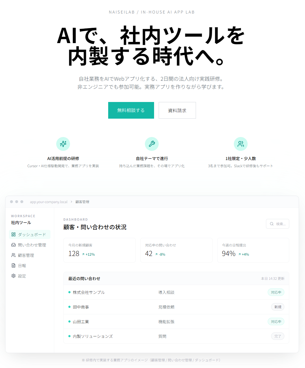 法人向けAI業務アプリ内製化研修サービス「NaiseiLAB(内製ラボ)」をリリースしました