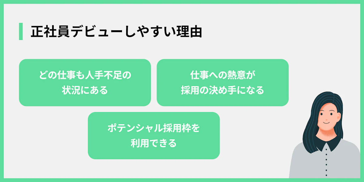正社員デビューしやすい理由