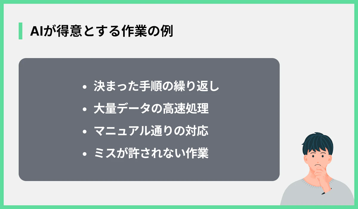 AIが得意とする作業の例