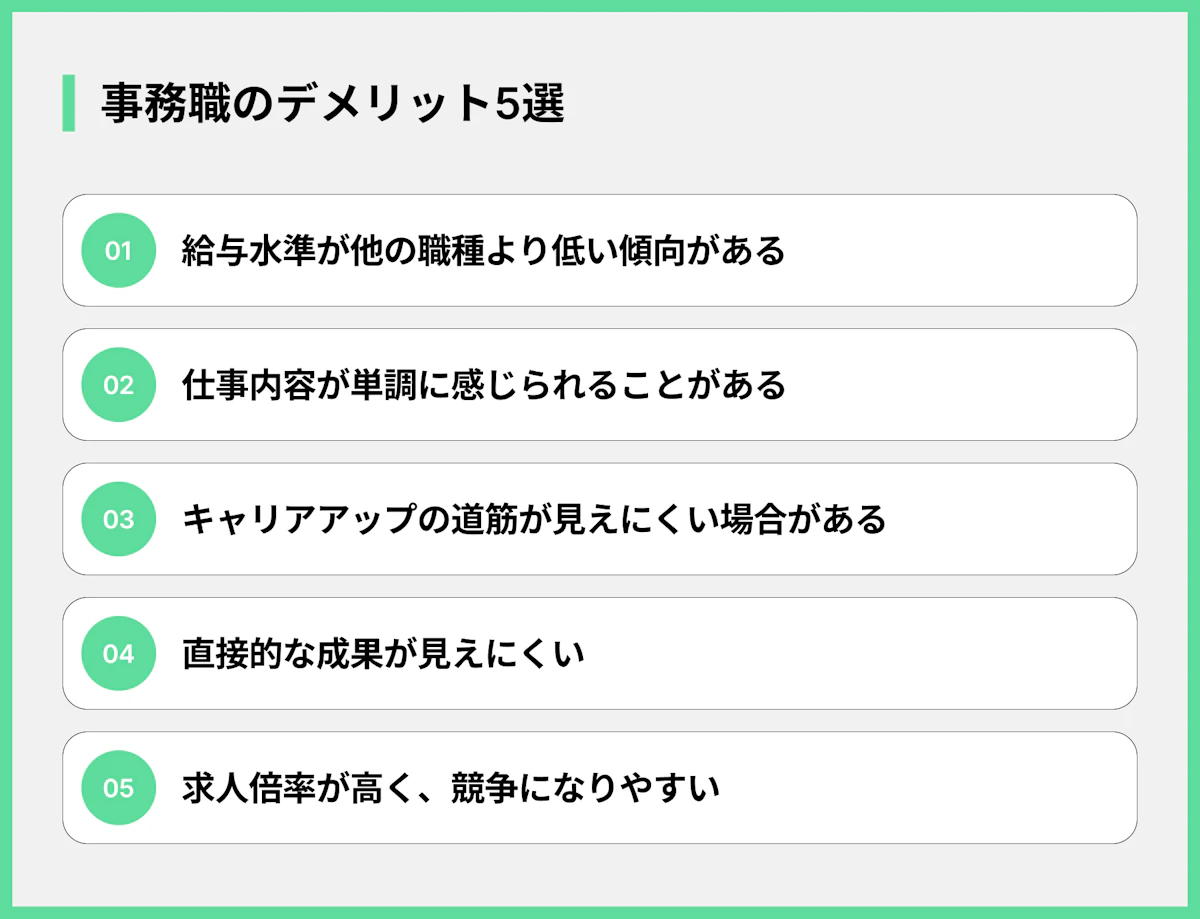 事務職のデメリット5選