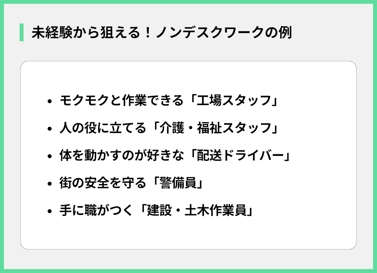 未経験から狙える!ノンデスクワークの例