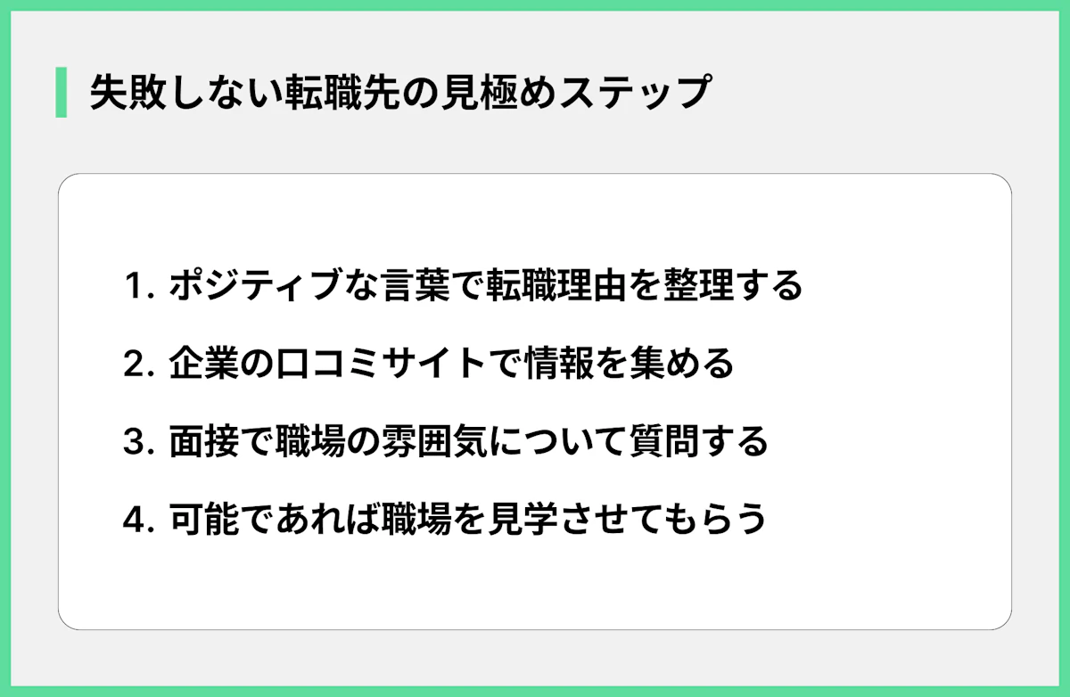 失敗しない転職先の見極めステップ