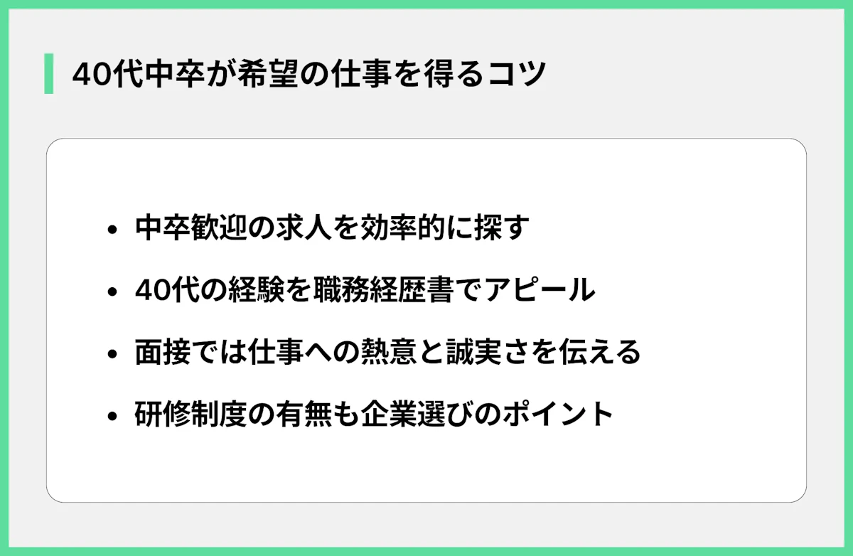 40代中卒が希望の仕事を得るコツ