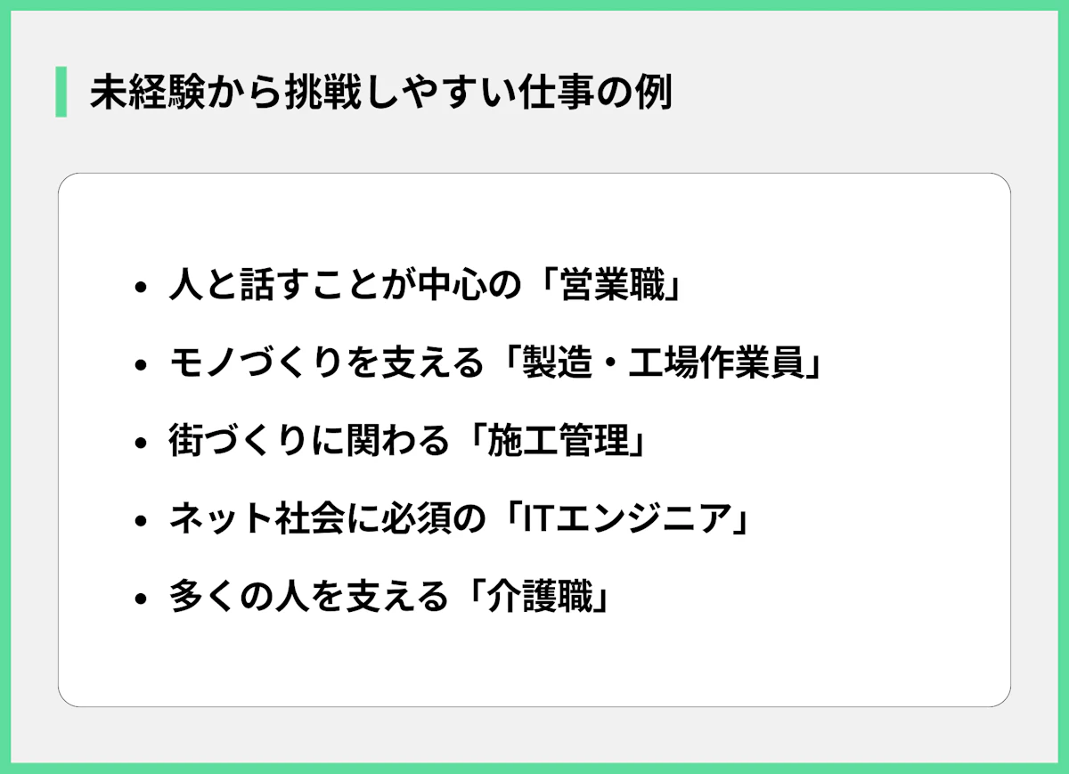 未経験から挑戦しやすい仕事の例