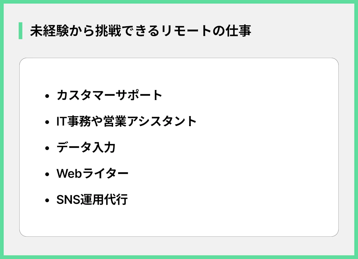 未経験から挑戦できるリモートの仕事