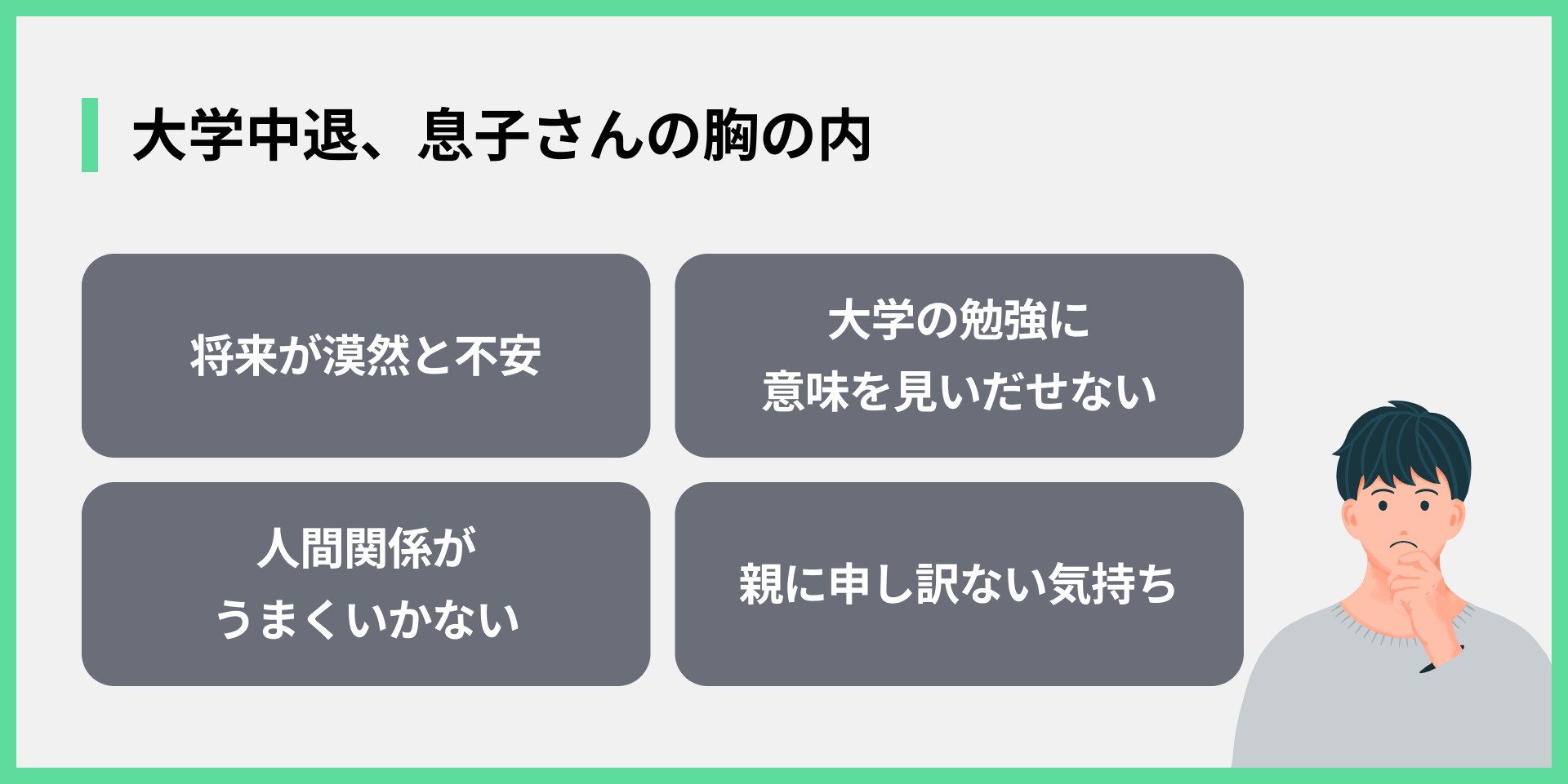 大学中退、息子さんの胸の内