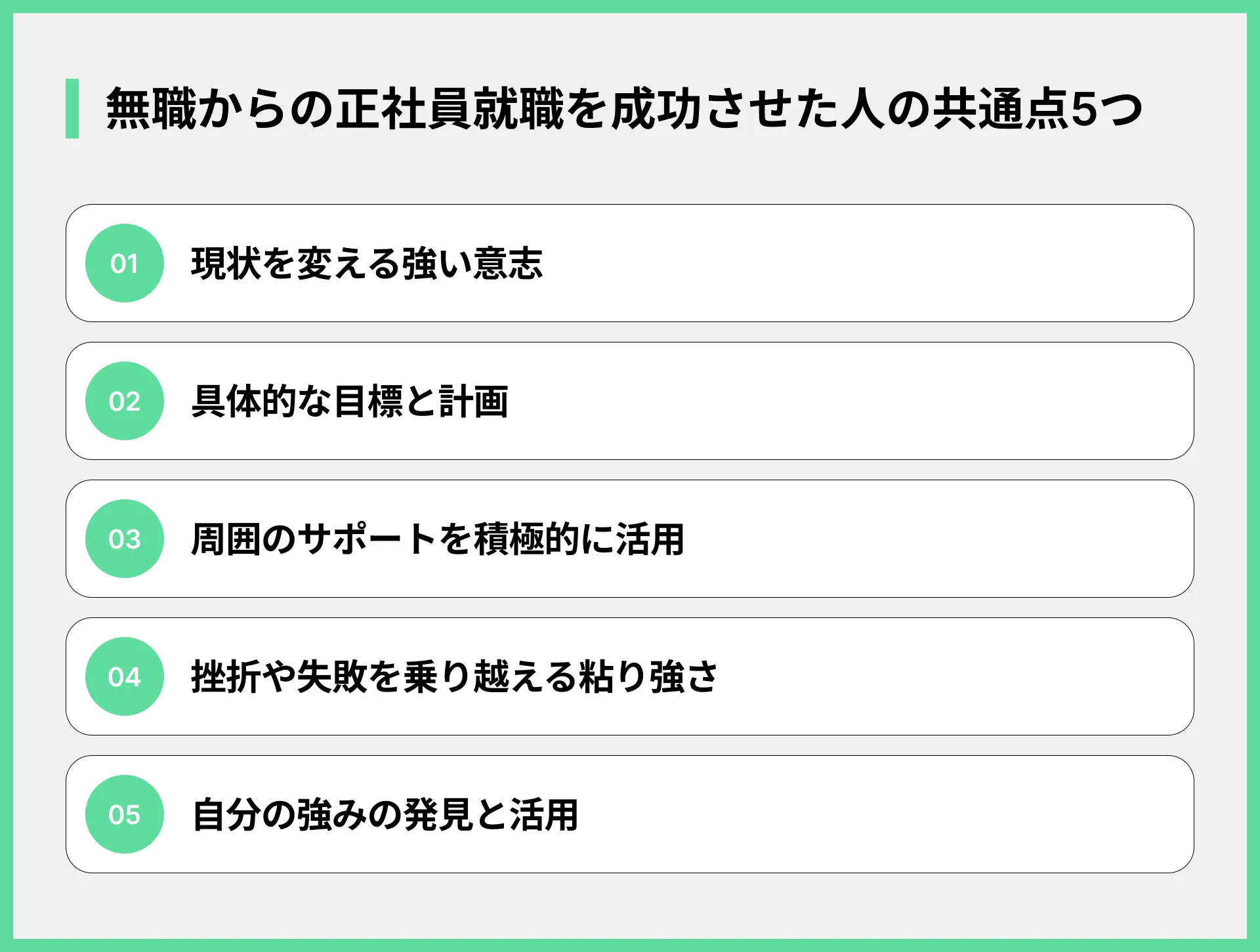 無職からの正社員就職を成功させた人の共通点5つ