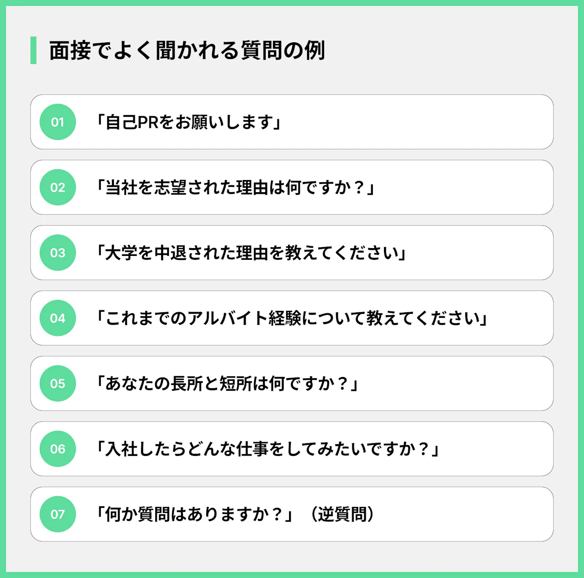 面接でよく聞かれる質問の例