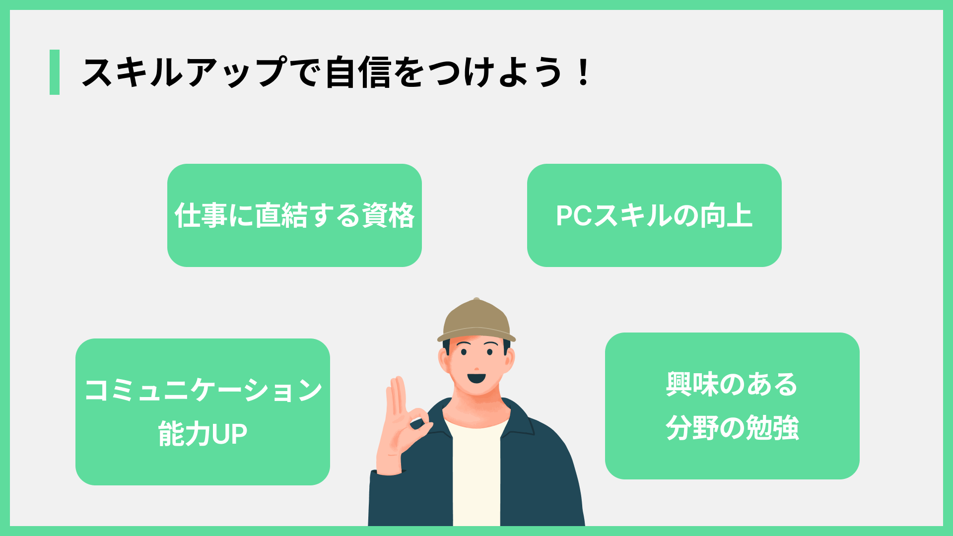スキルアップで自信をつけよう！
