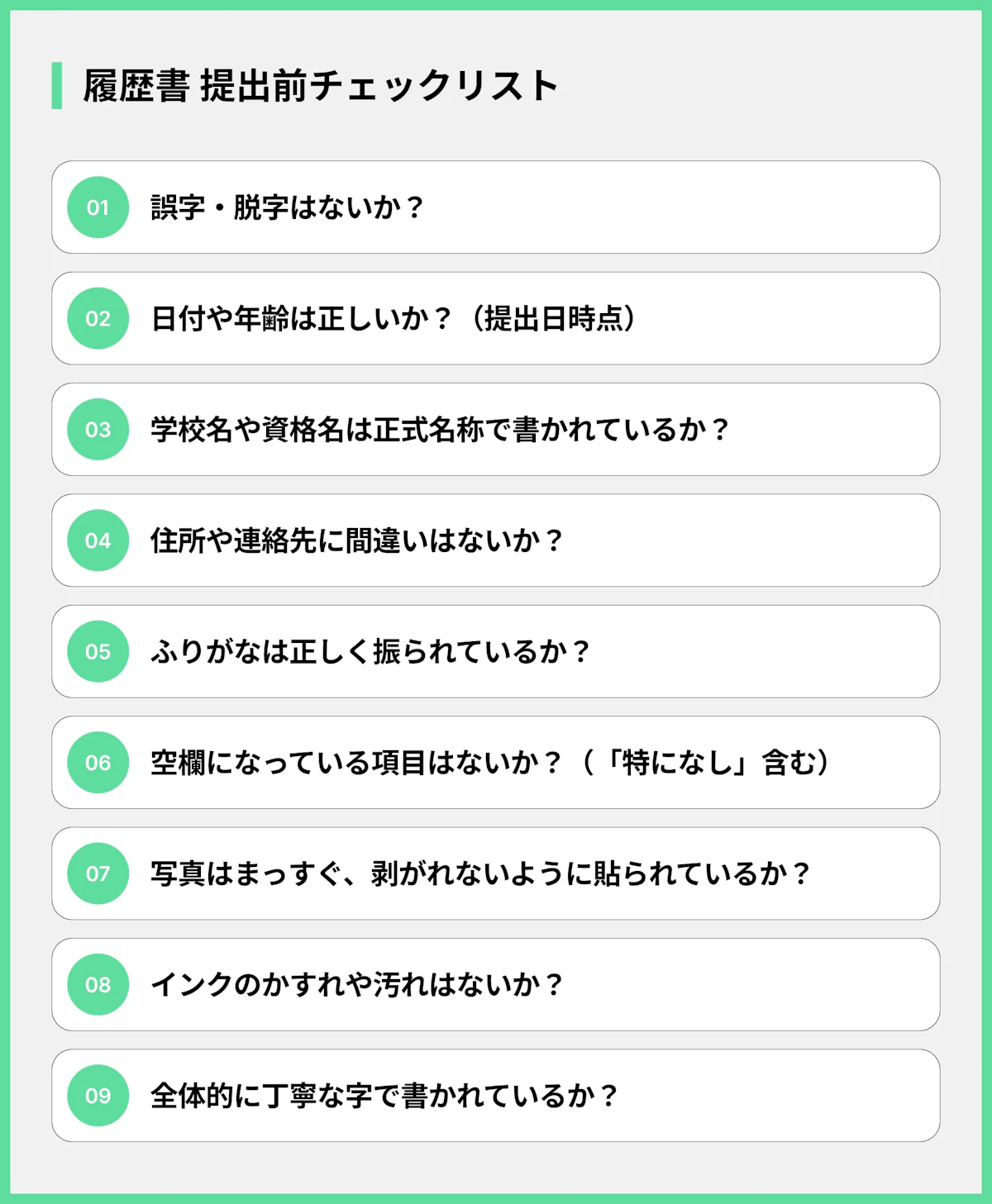 履歴書 提出前チェックリスト