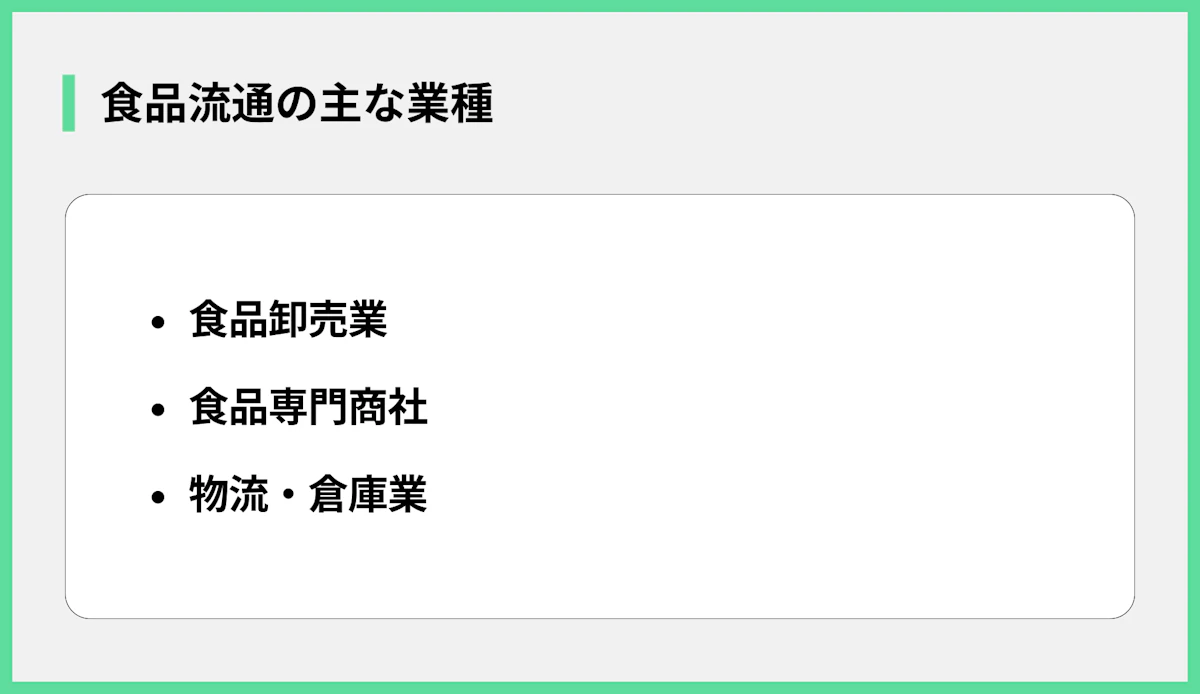 食品流通の主な業種