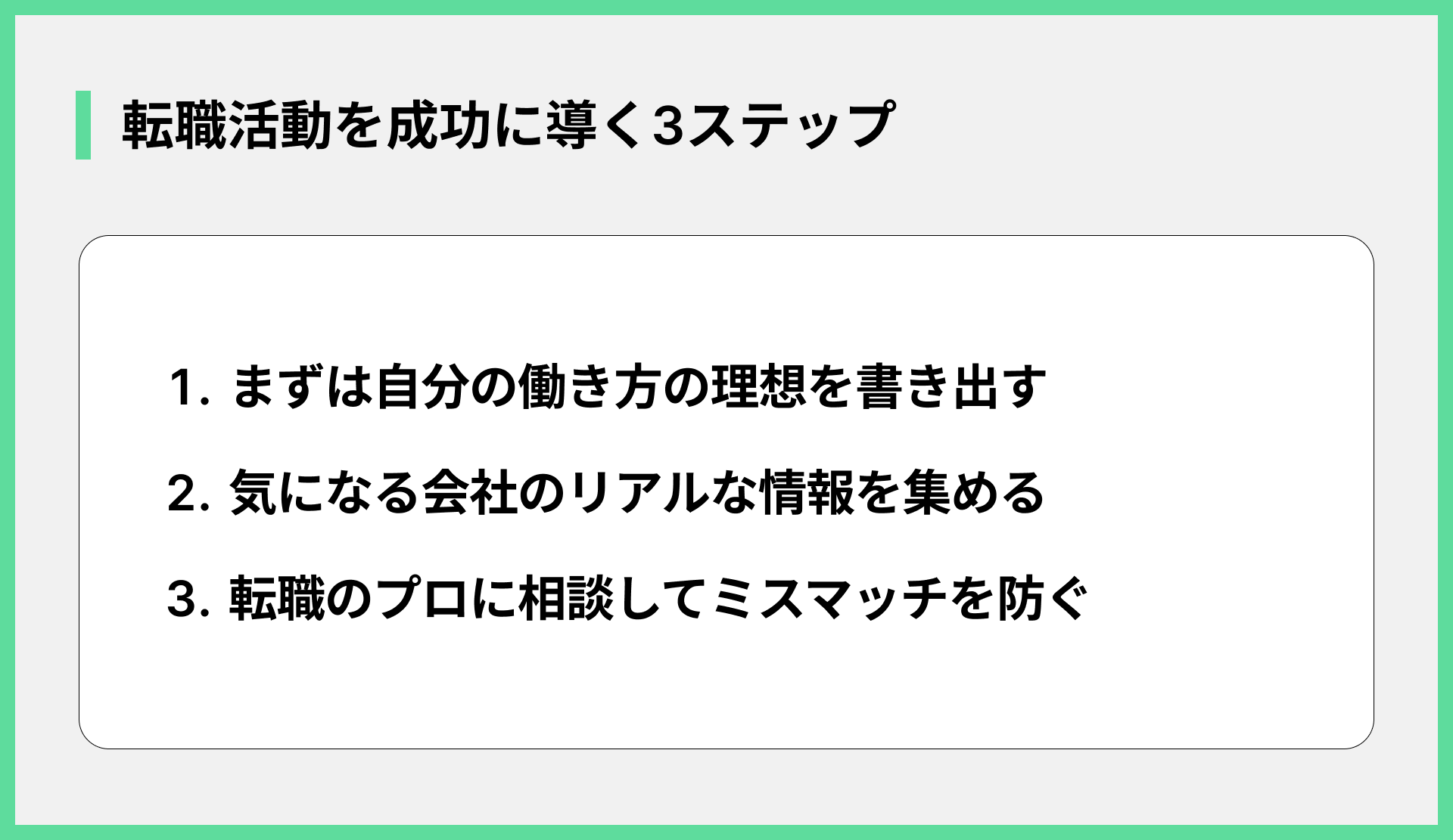 転職活動を成功に導く3ステップ