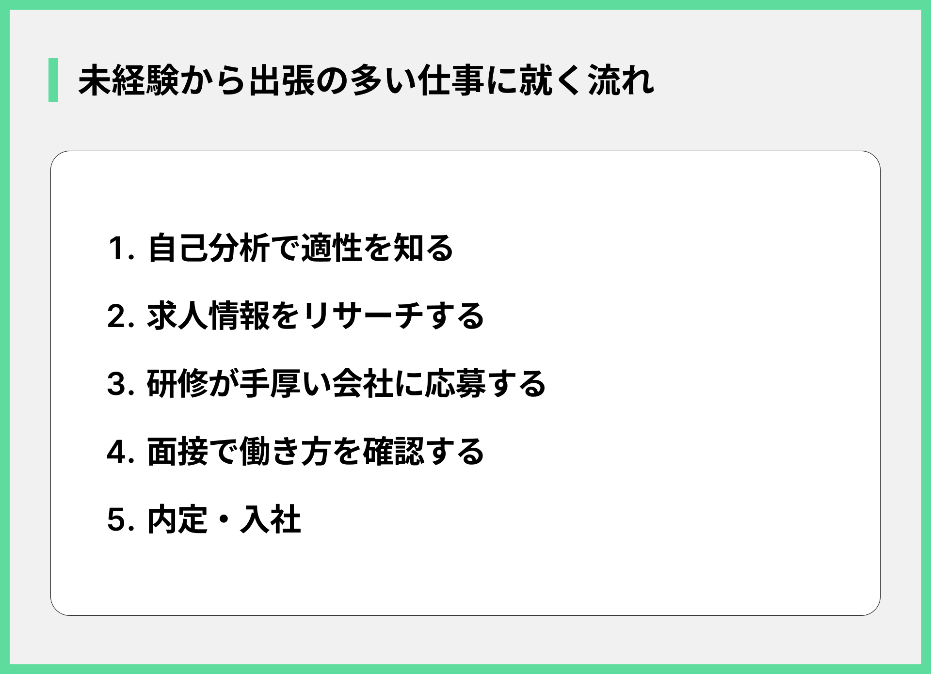 未経験から出張の多い仕事に就く流れ
