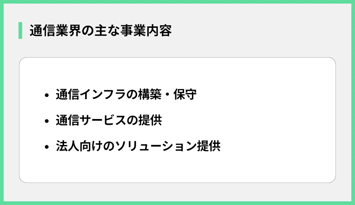通信業界の主な事業内容