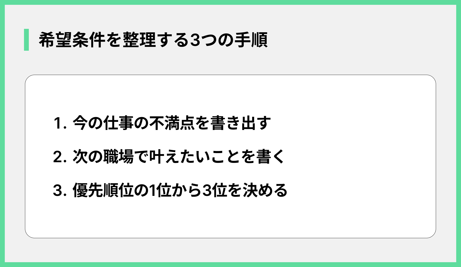 希望条件を整理する3つの手順