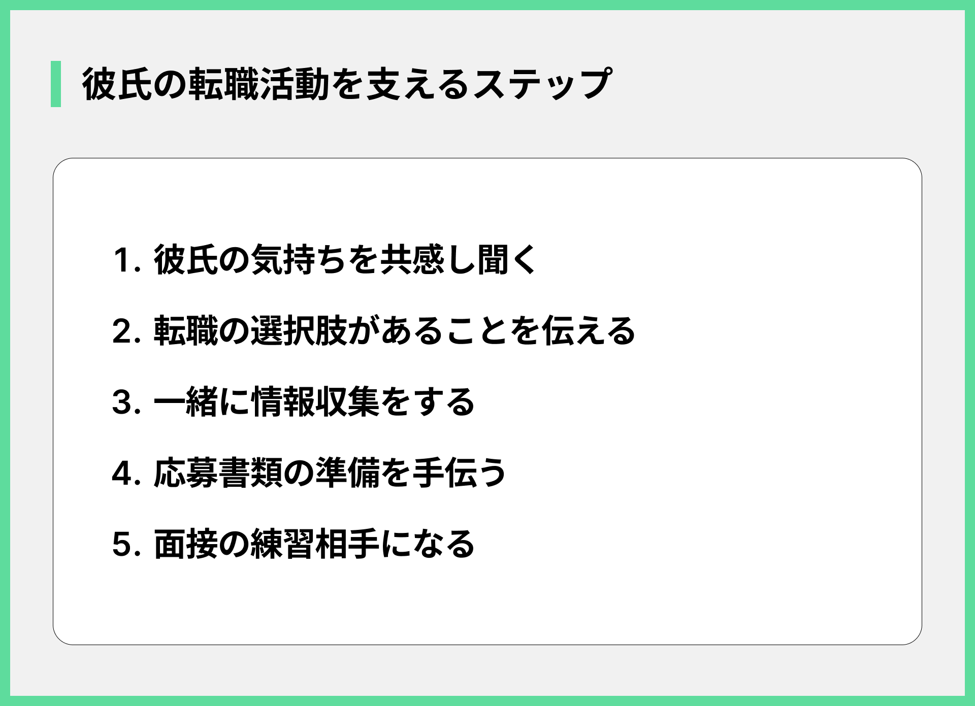 彼氏の転職活動を支えるステップ