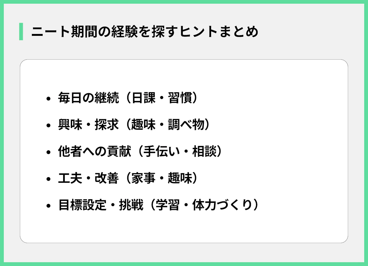ニート期間の経験を探すヒントまとめ
