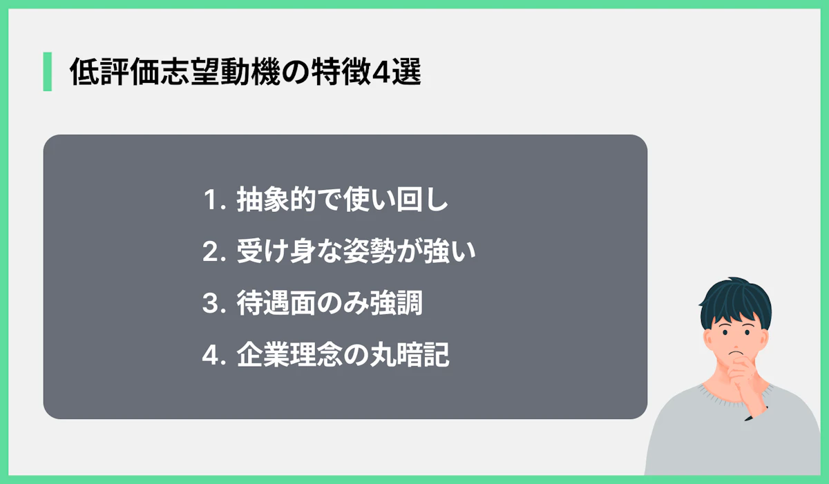 低評価志望動機の特徴4選