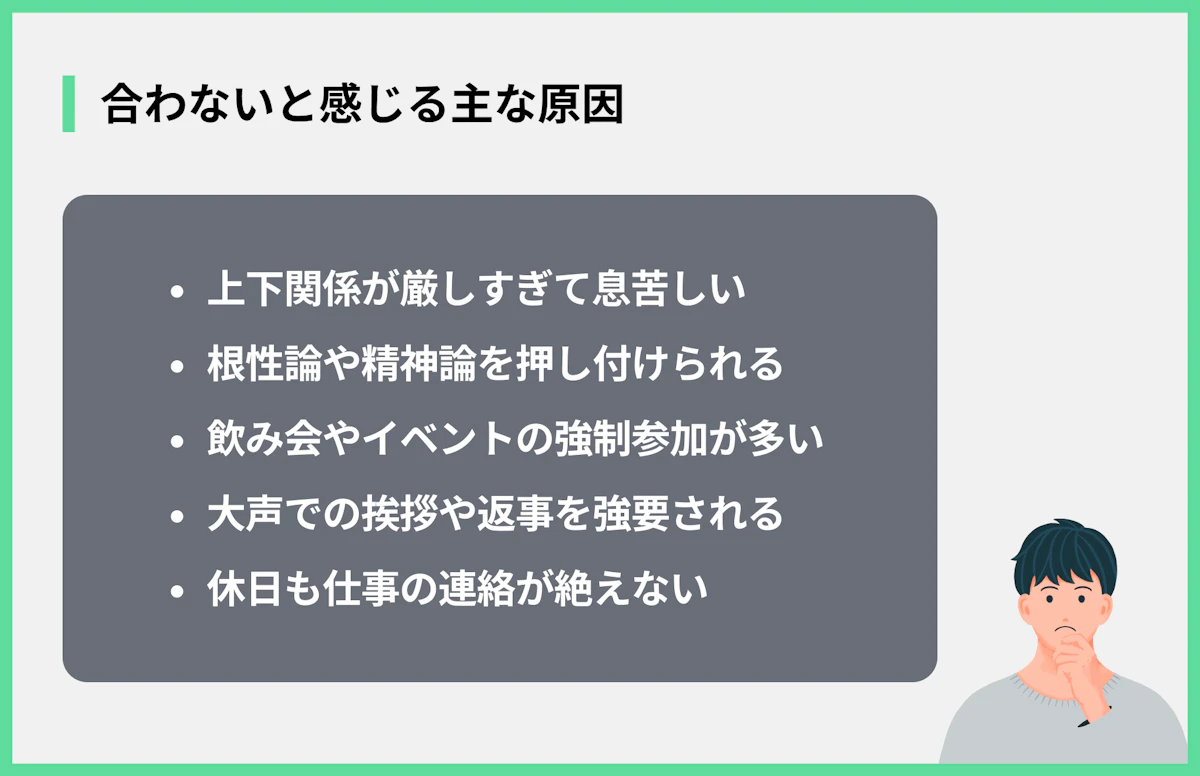 合わないと感じる主な原因