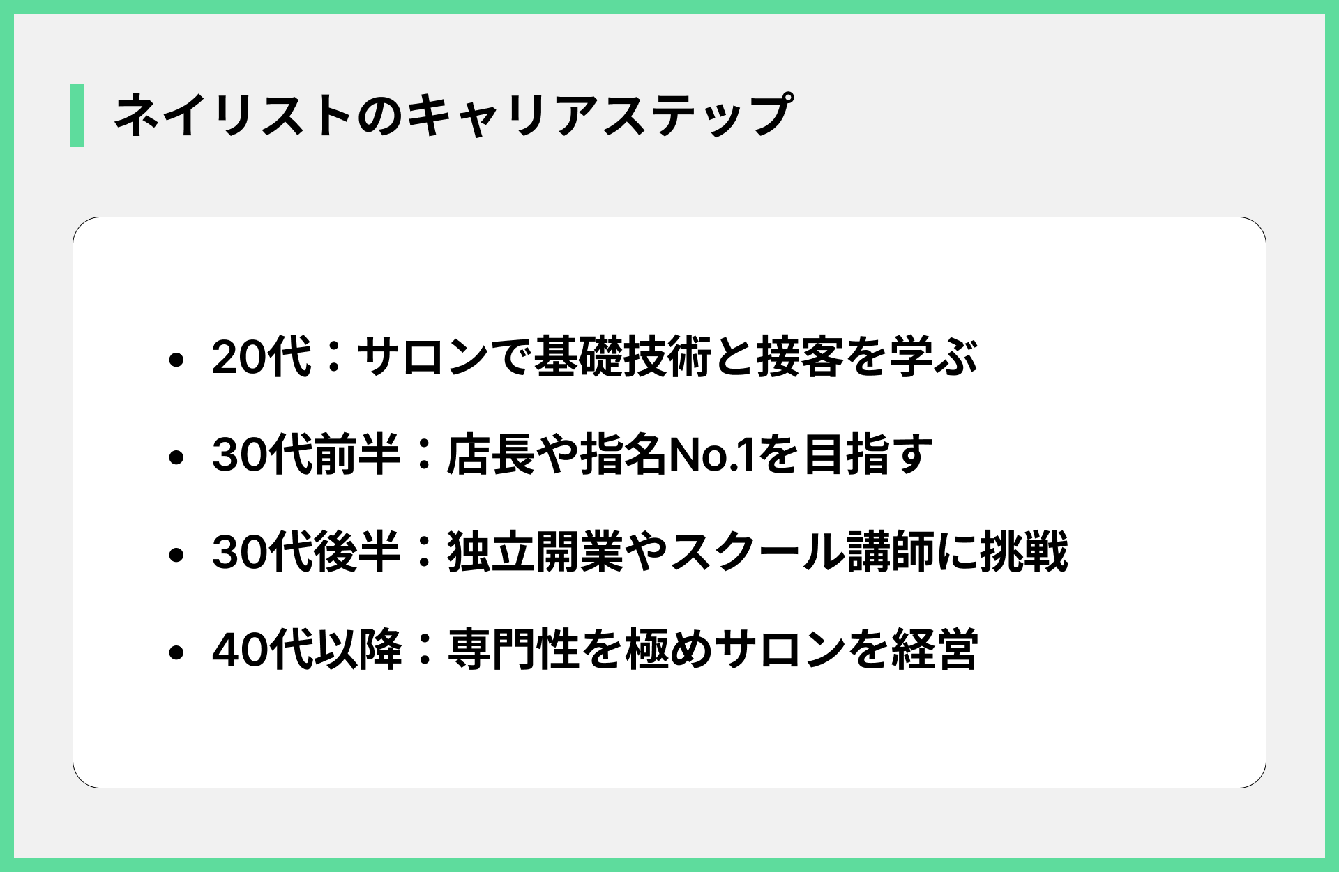 ネイリストのキャリアステップ