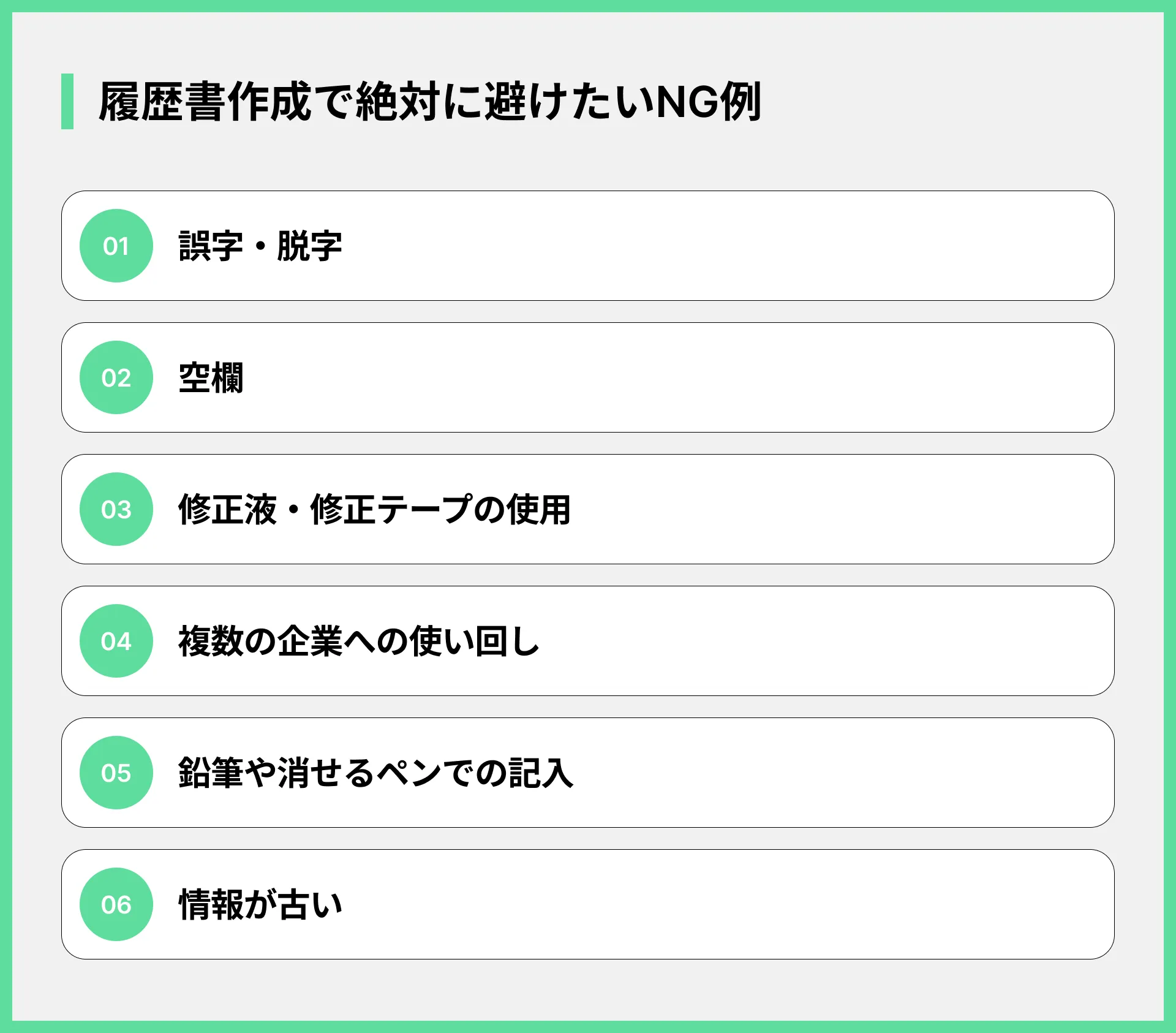 履歴書作成で絶対に避けたいNG例