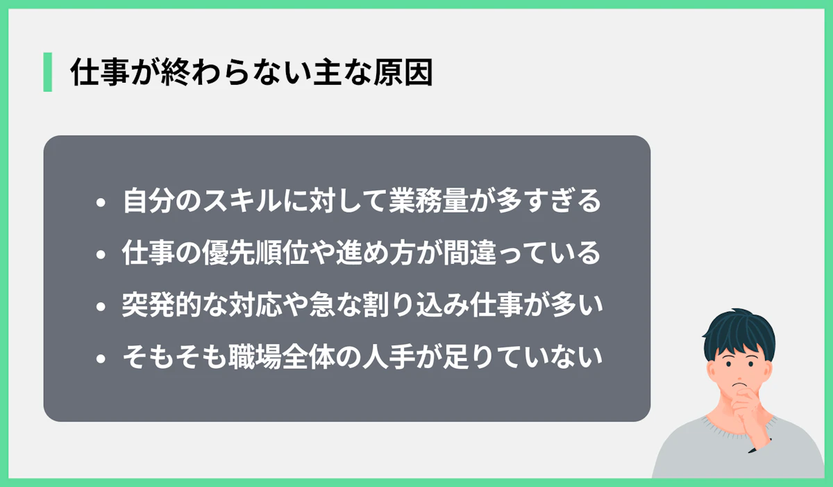 仕事が終わらない主な原因