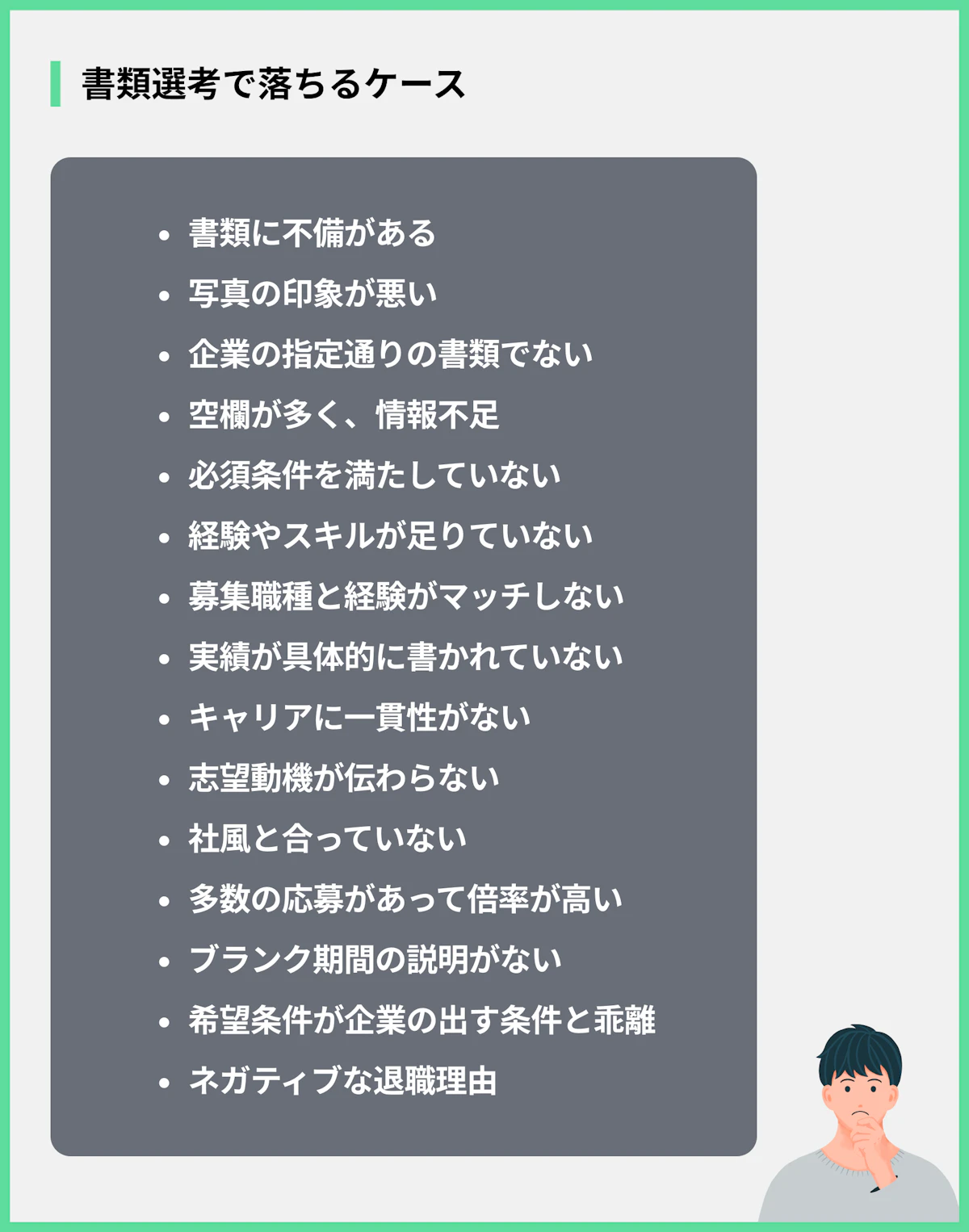 書類選考で落ちるケース