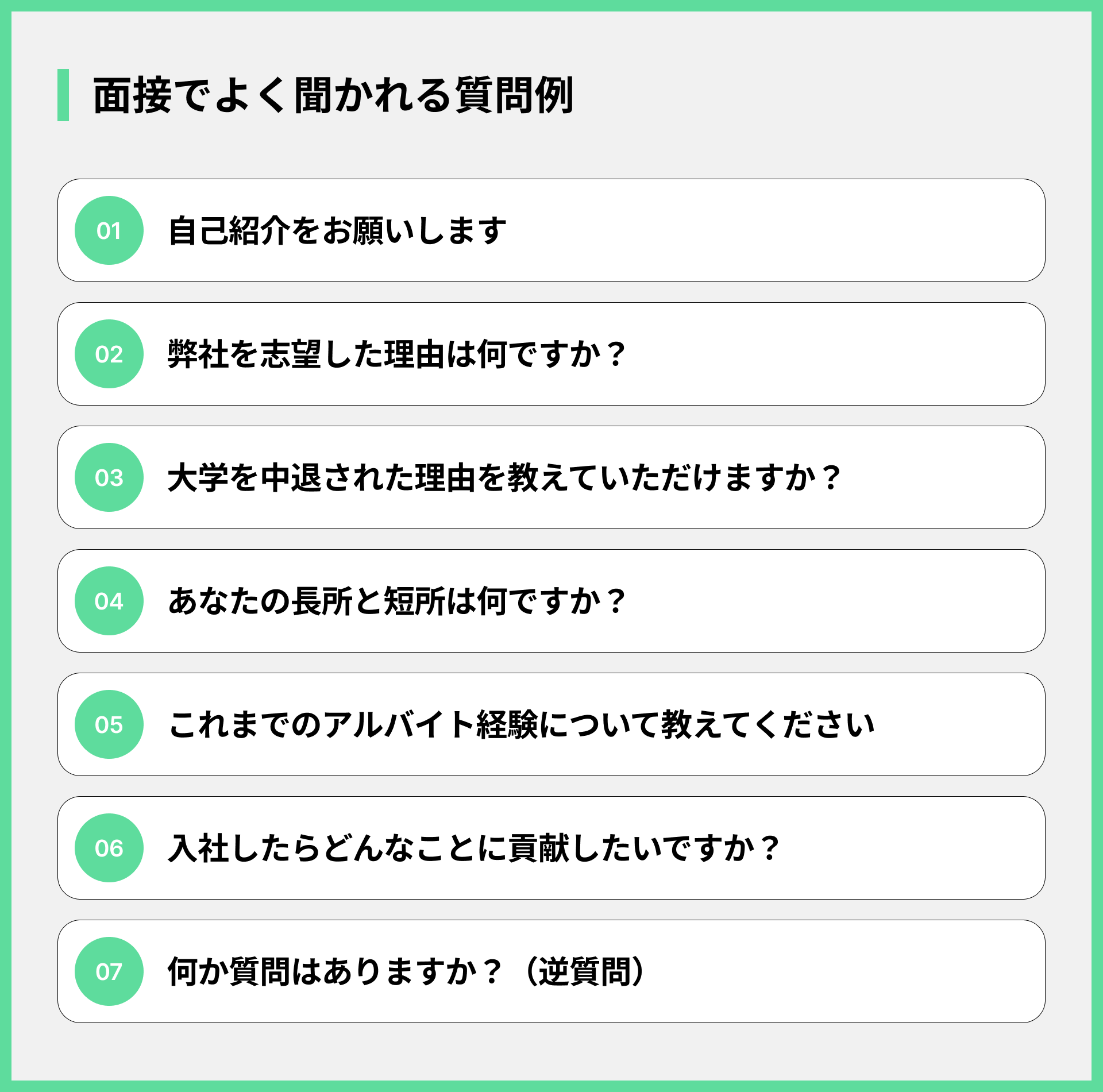 面接でよく聞かれる質問