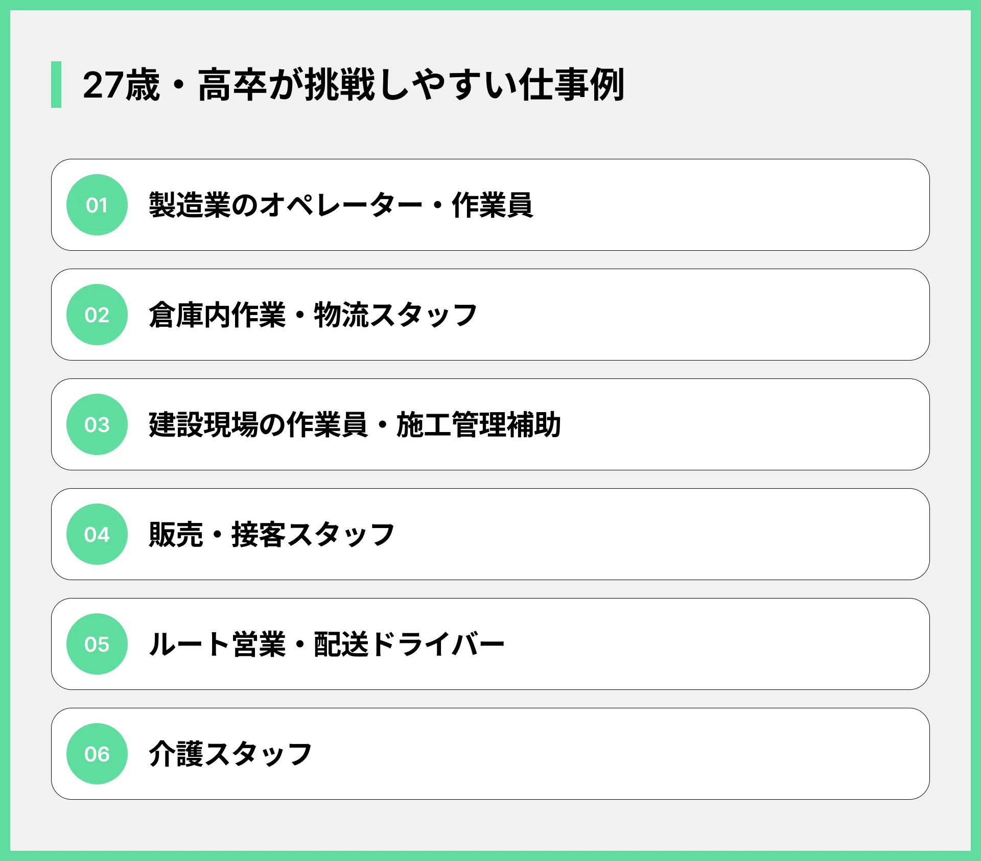27歳・高卒が挑戦しやすい仕事例