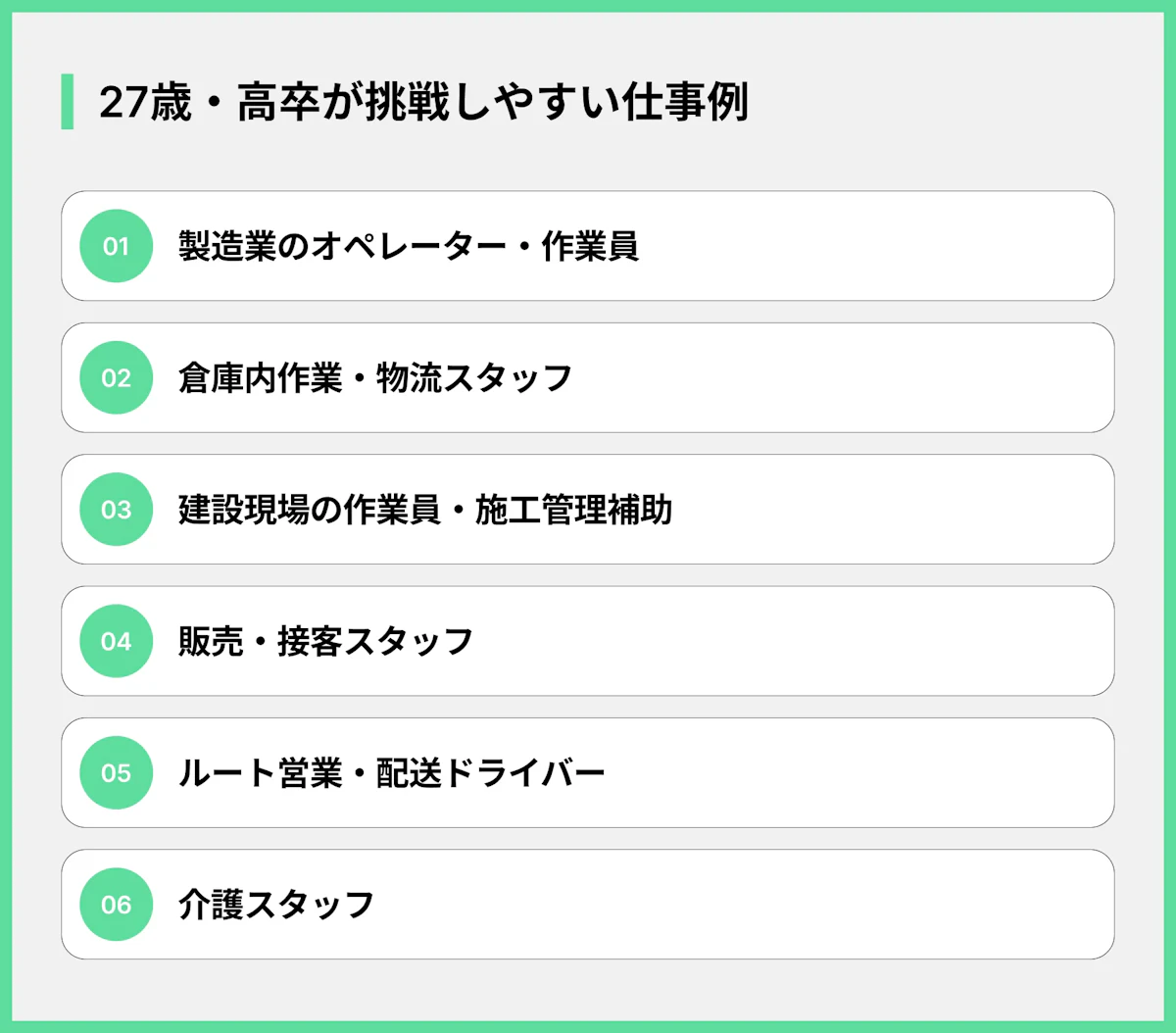 27歳・高卒が挑戦しやすい仕事例