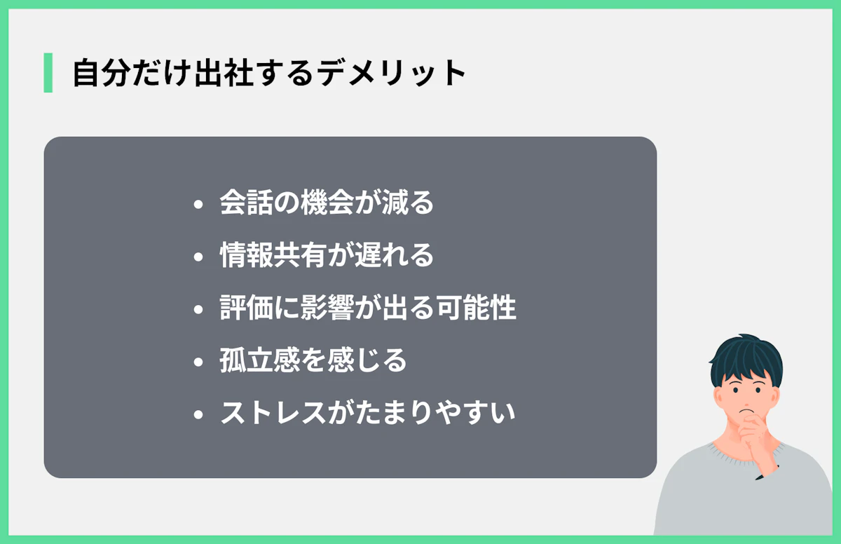 自分だけ出社するデメリット