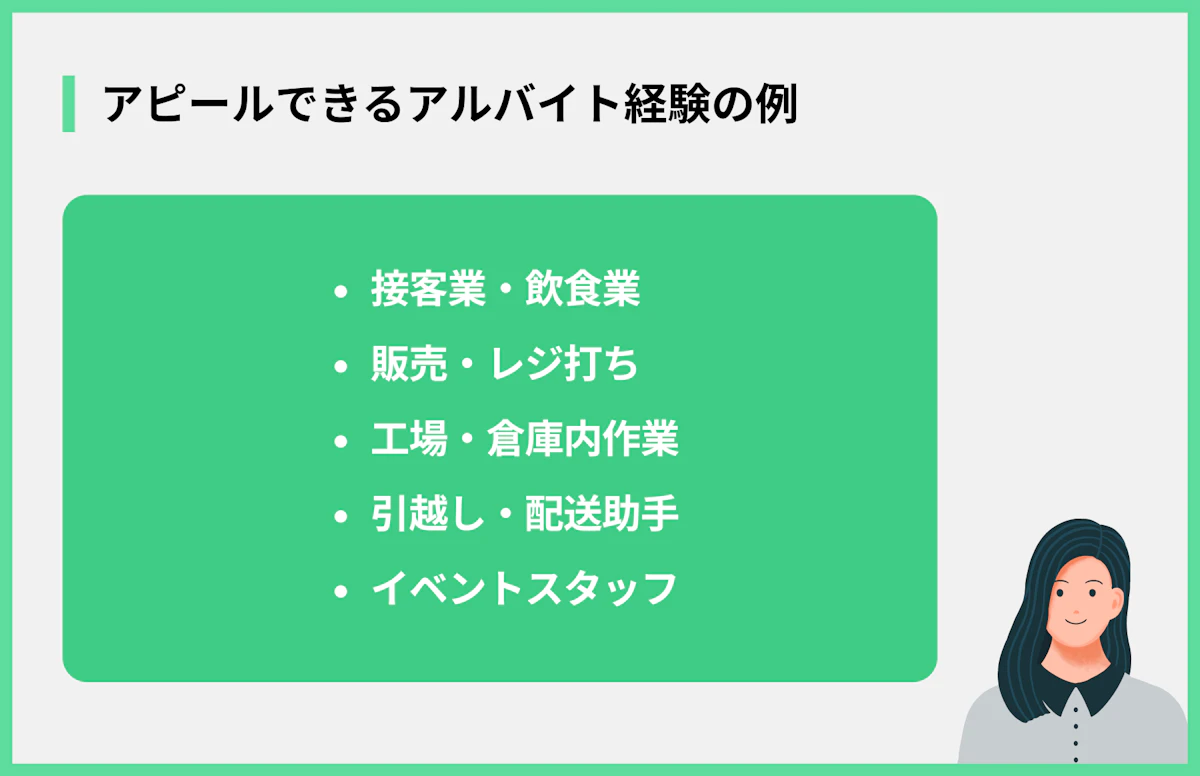 アピールできるアルバイト経験の例