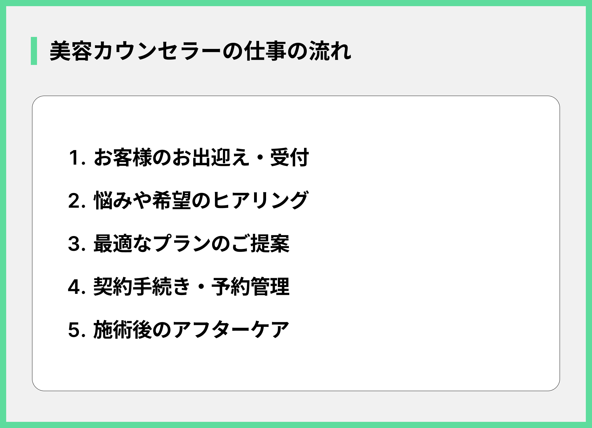 美容カウンセラーの仕事の流れ