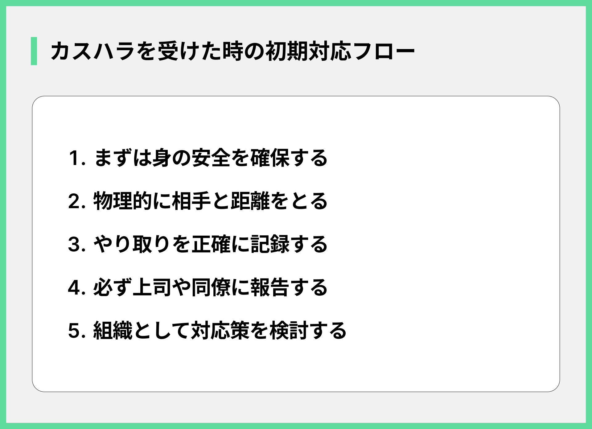 カスハラを受けた時の初期対応フロー