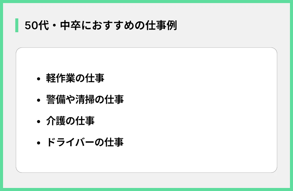 50代・中卒におすすめの仕事例