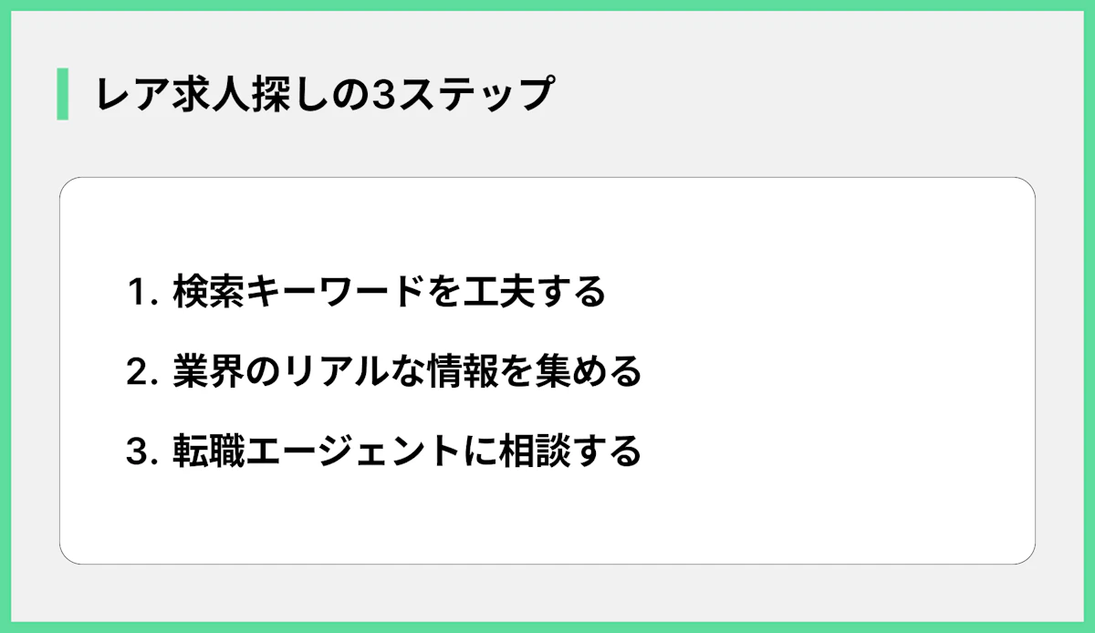レア求人探しの3ステップ