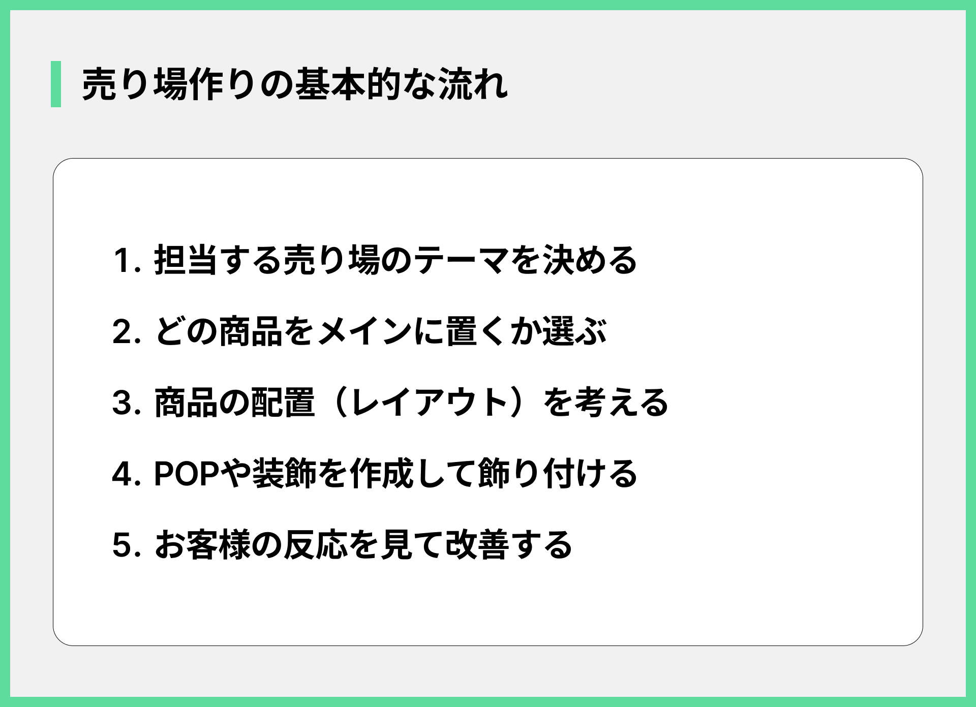 売り場作りの基本的な流れ